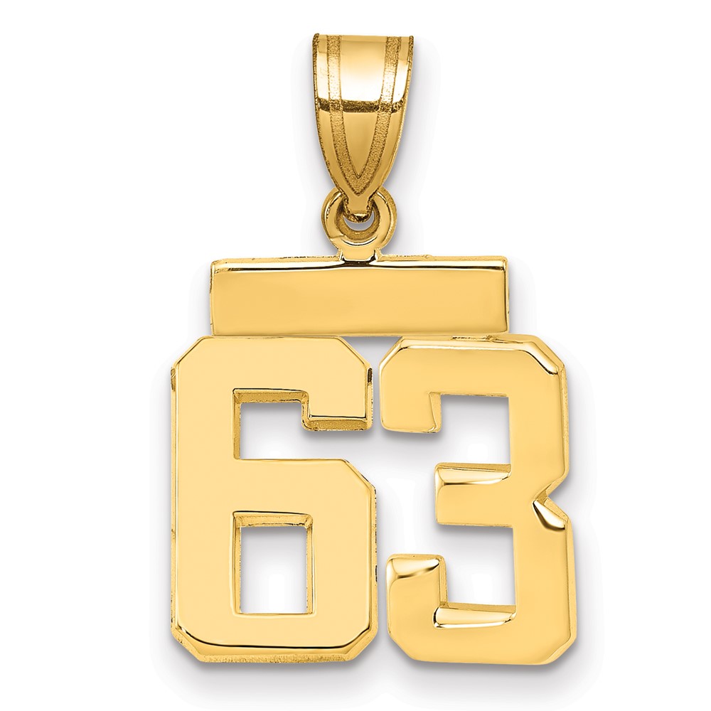 14K Yellow Gold Small Polished Number 63 Charm