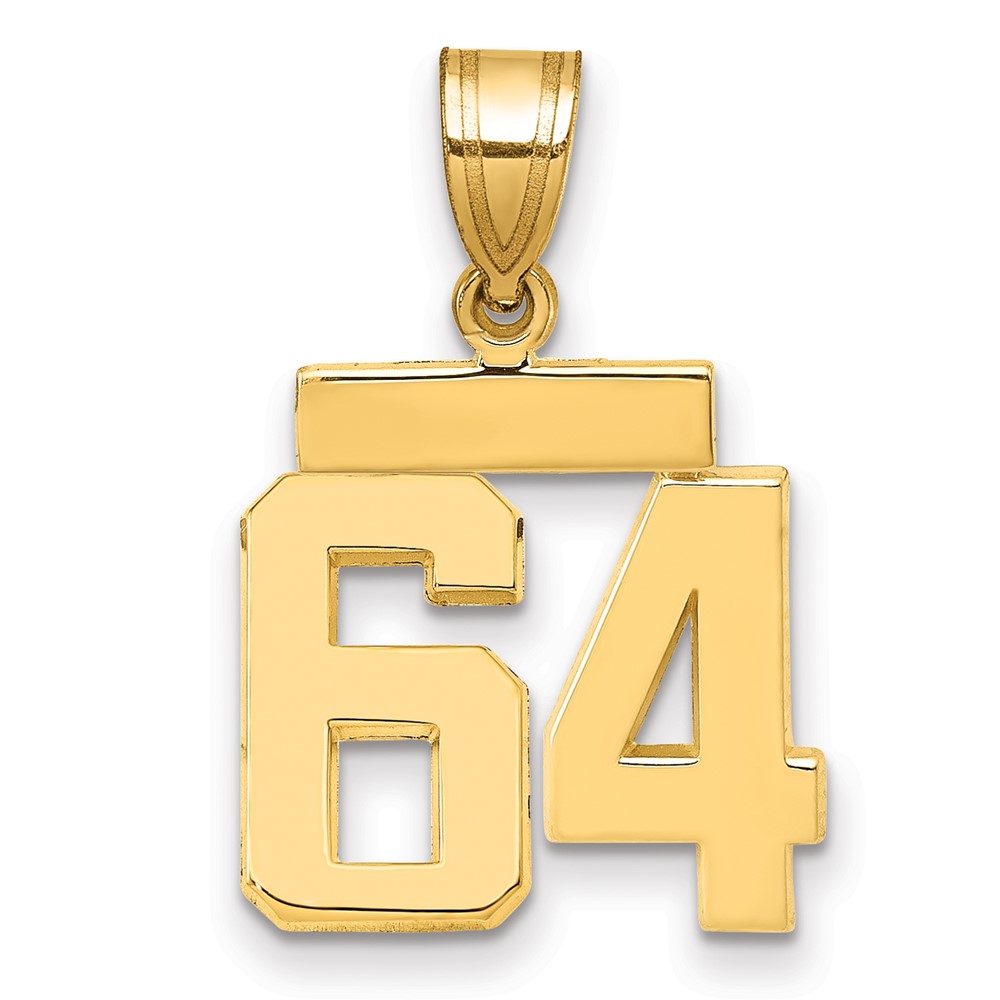 14K Yellow Gold Small Polished Number 64 Charm