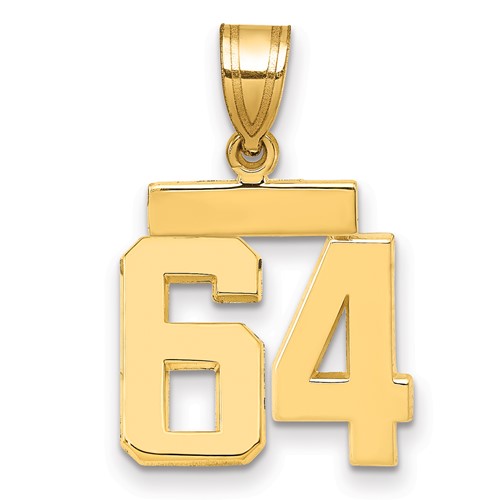 14K Yellow Gold Small Polished Number 64 Charm