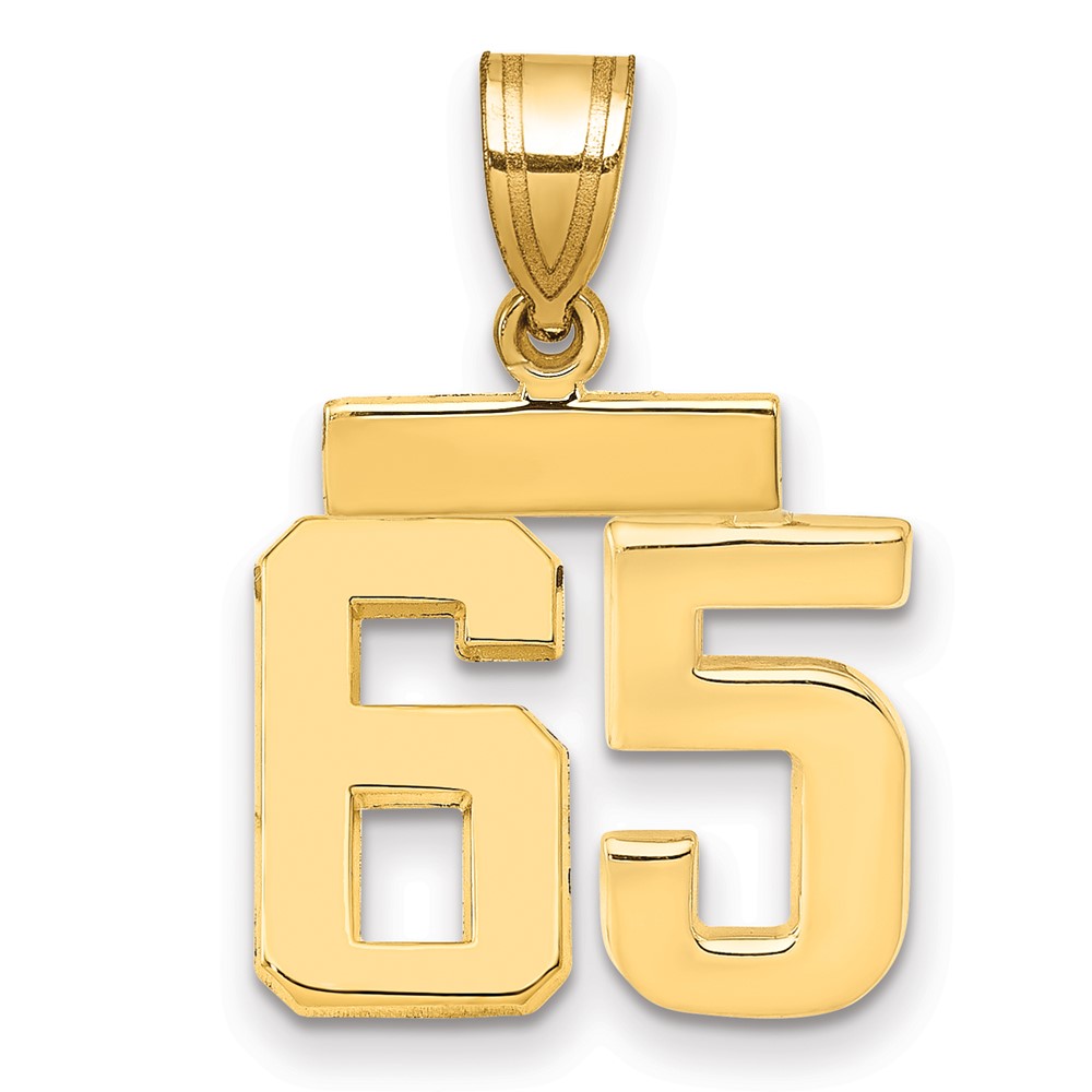 14K Small Polished Number 65 Charm