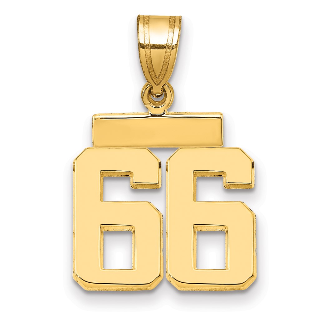 14K Yellow Gold Small Polished Number 66 Charm