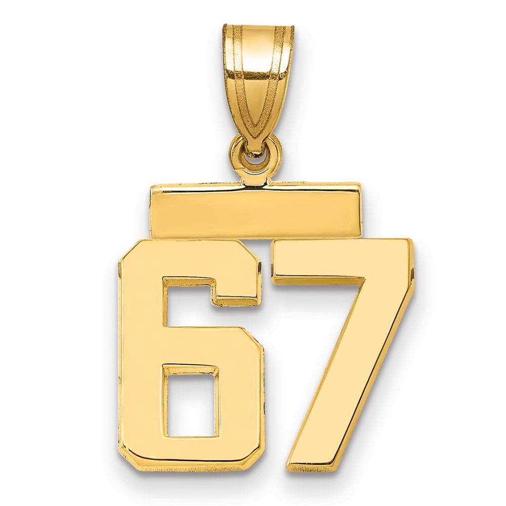14K Yellow Gold Small Polished Number 67 Charm