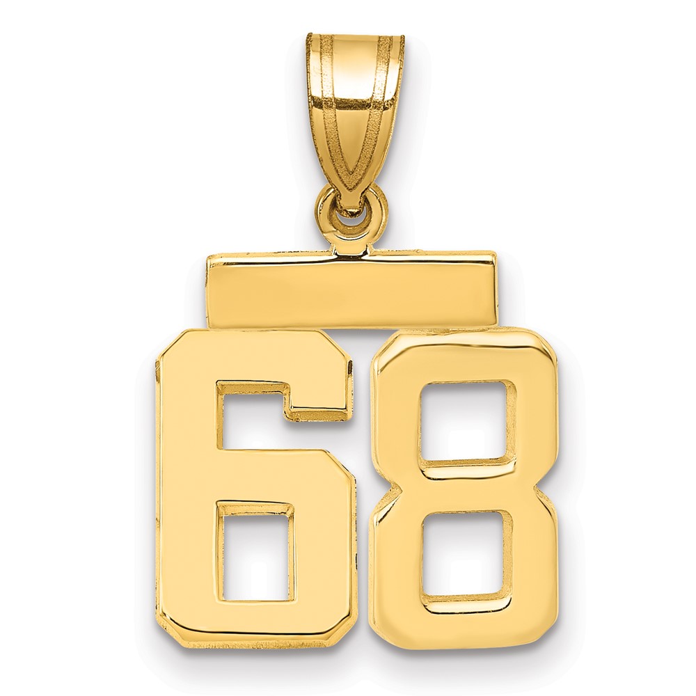 14K Yellow Gold Small Polished Number 68 Charm