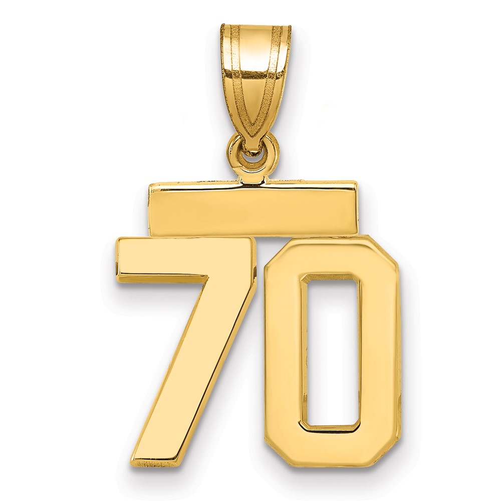 14K Yellow Gold Small Polished Number 70 Charm