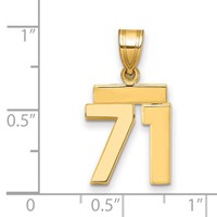 14K Yellow Gold Small Polished Number 71 Charm view 2