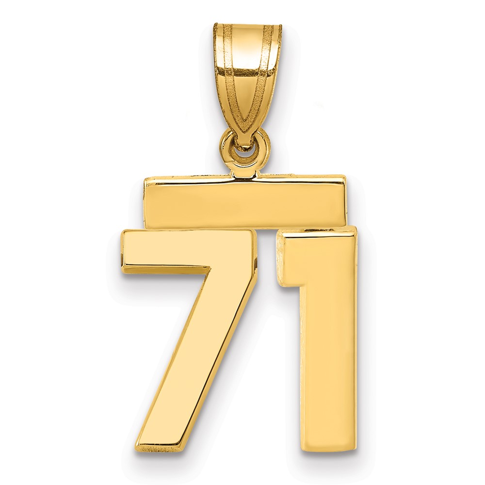 14K Yellow Gold Small Polished Number 71 Charm
