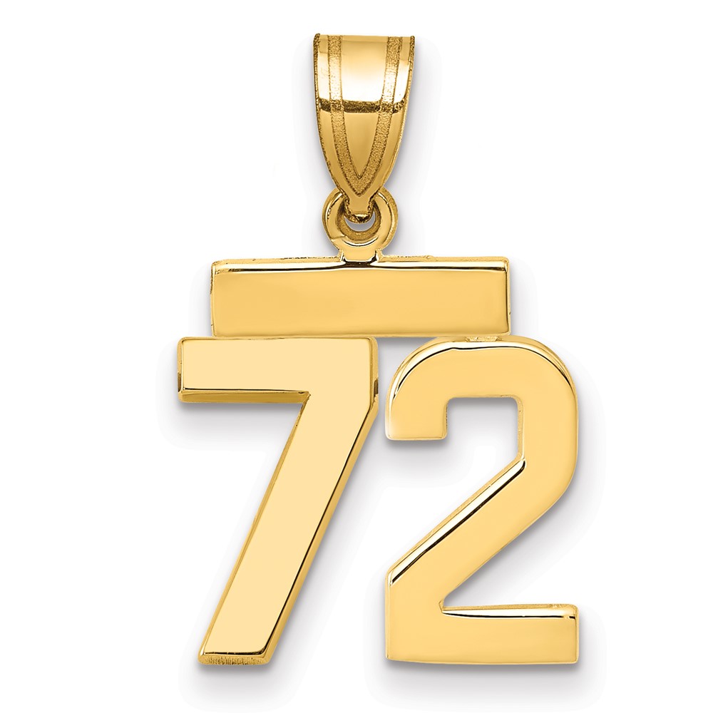 14K Yellow Gold Small Polished Number 72 Charm