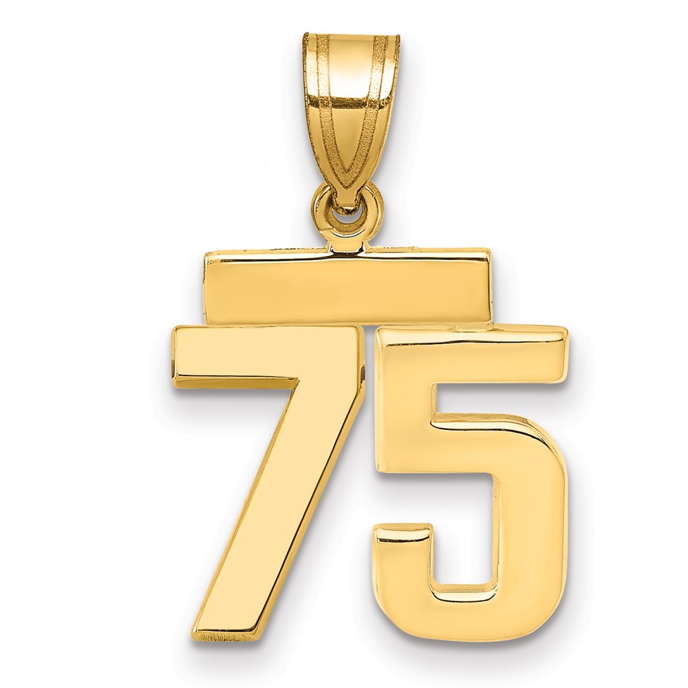 14K Yellow Gold Small Polished Number 75 Charm