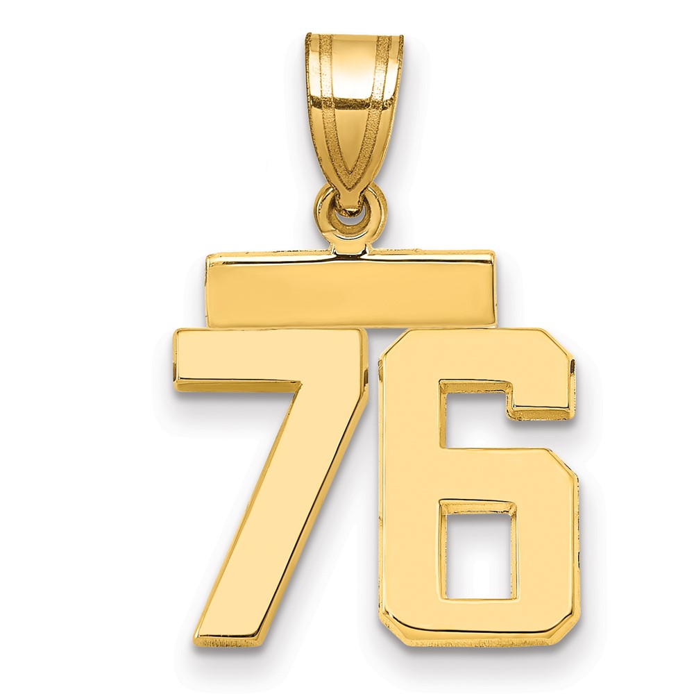 14K Yellow Gold Small Polished Number 76 Charm