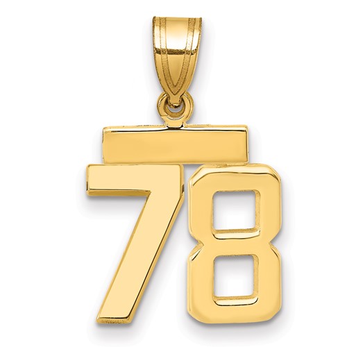 14K Yellow Gold Small Polished Number 78 Charm