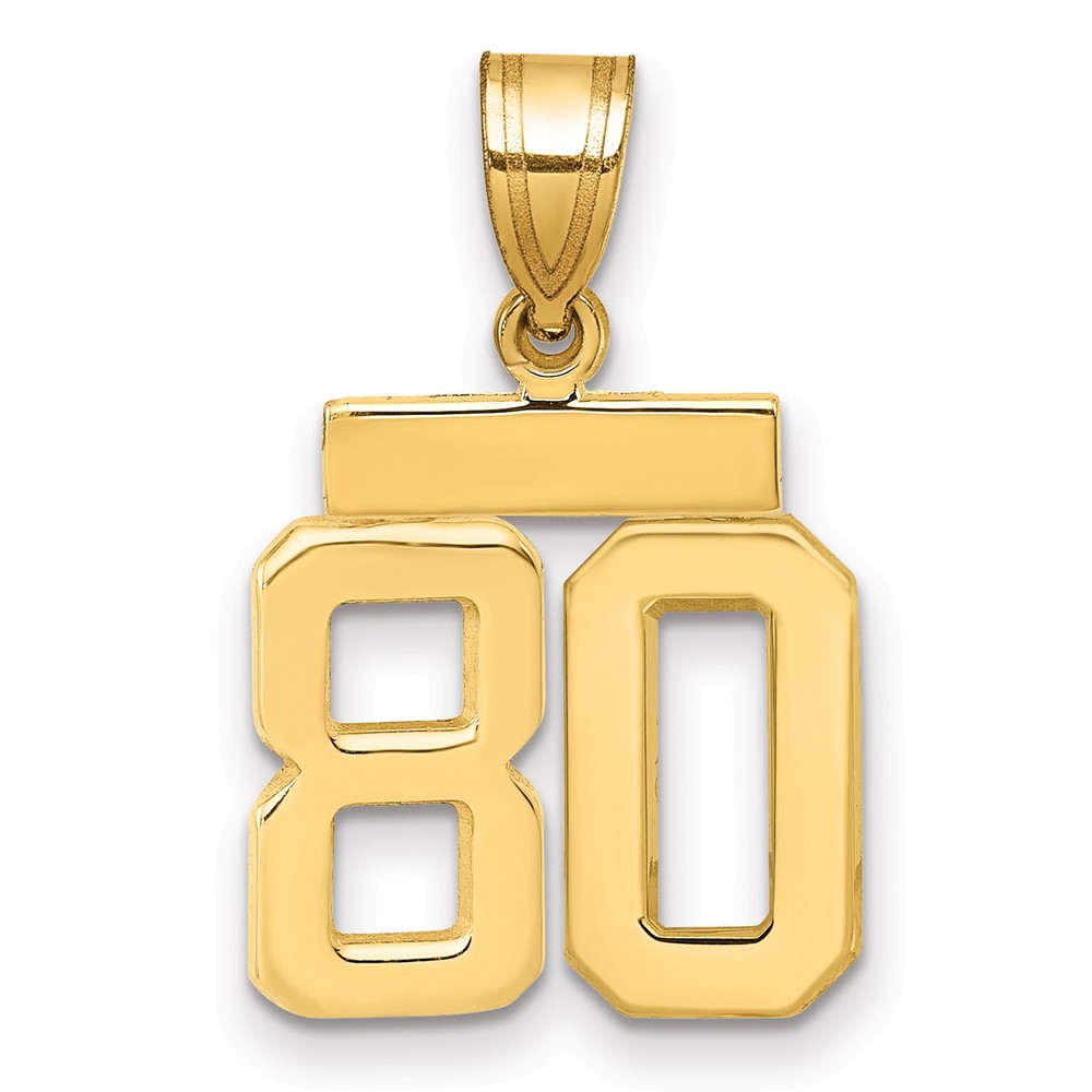 14K Yellow Gold Small Polished Number 80 Charm