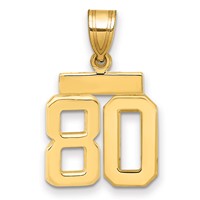 14K Yellow Gold Small Polished Number 80 Charm view 1