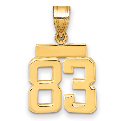 14K Yellow Gold Small Polished Number 83 Charm