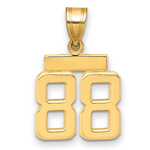 14K Yellow Gold Small Polished Number 88 Charm