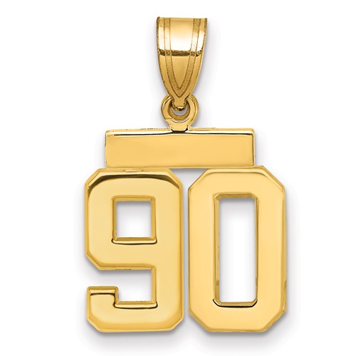 14K Yellow Gold Small Polished Number 90 Charm