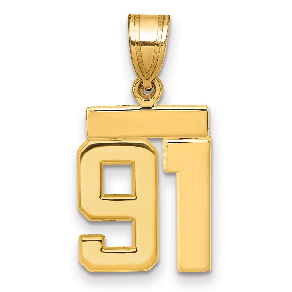 14K Yellow Gold Small Polished Number 91 Charm