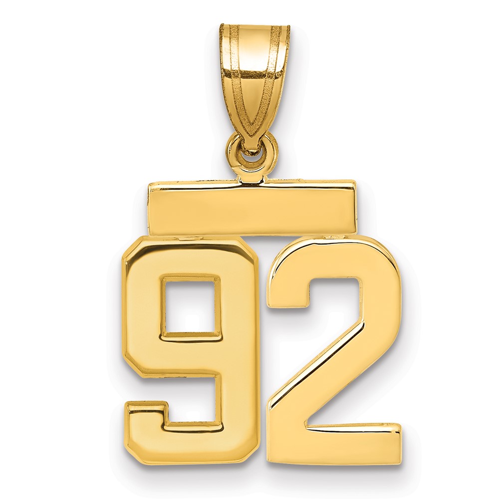 14K Yellow Gold Small Polished Number 92 Charm