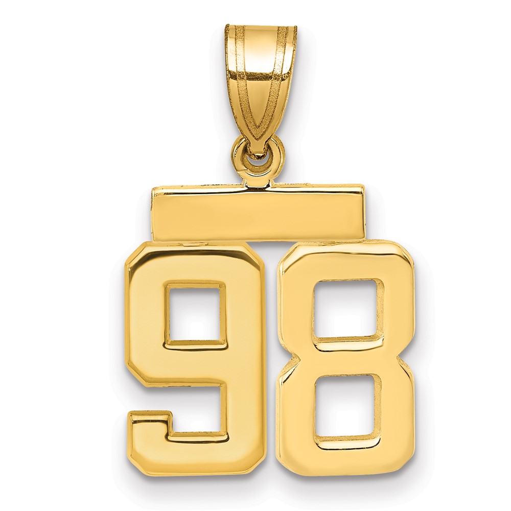 14K Yellow Gold Small Polished Number 98 Charm