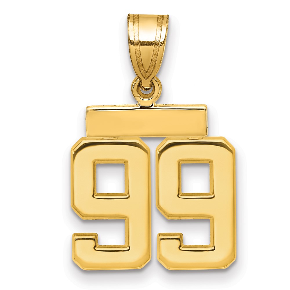 14K Yellow Gold Small Polished Number 99 Charm