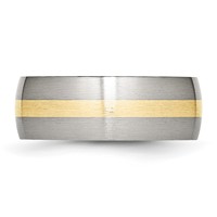 Chisel Stainless Steel Band with 14K Gold Inlay Brushed 8mm view 3
