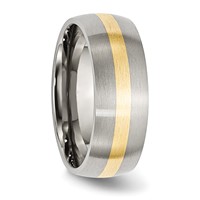 Chisel Stainless Steel Band with 14K Gold Inlay Brushed 8mm view 4