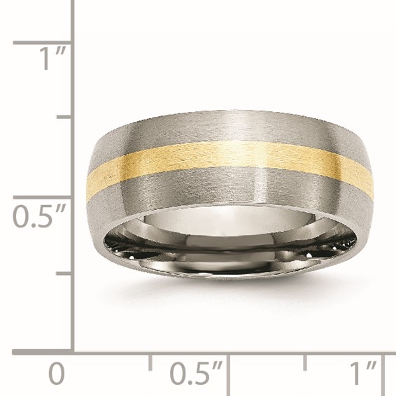 Chisel Stainless Steel with 14k Gold Inlay Brushed 8mm Band