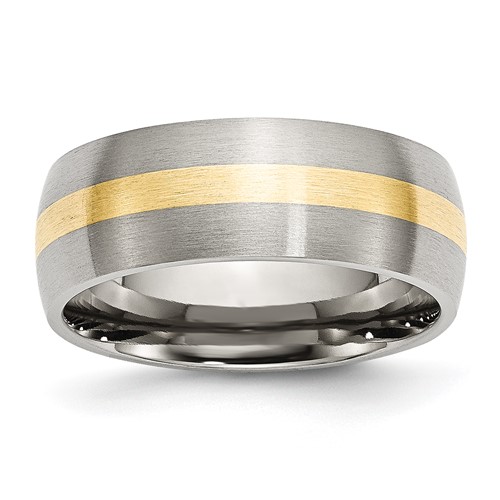 Chisel Stainless Steel Band with 14K Gold Inlay Brushed 8mm