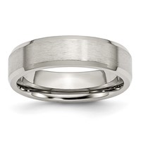 Chisel Stainless Steel Brushed and Polished 6mm Flat Beveled Edge Band view 1