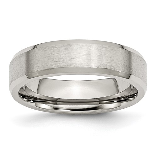 Chisel Stainless Steel Brushed and Polished 6mm Flat Beveled Edge Band