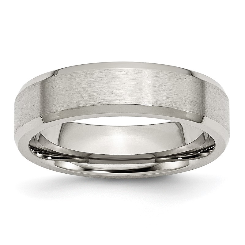 Chisel Stainless Steel Brushed and Polished 6mm Flat Beveled Edge Band