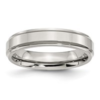 Chisel Stainless Steel Polished 5mm Ridged Edge Band view 1