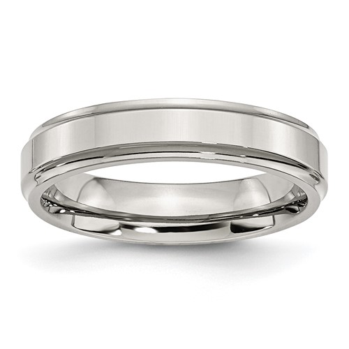Chisel Stainless Steel Polished 5mm Ridged Edge Band