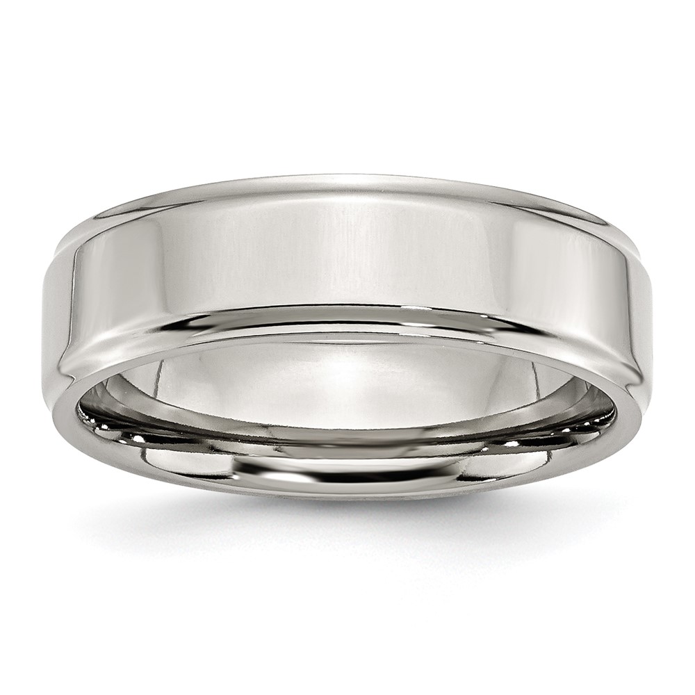 Chisel Stainless Steel Polished 7mm Ridged Edge Band