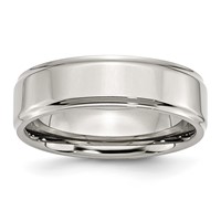 Chisel Stainless Steel Polished 7mm Ridged Edge Band view 1