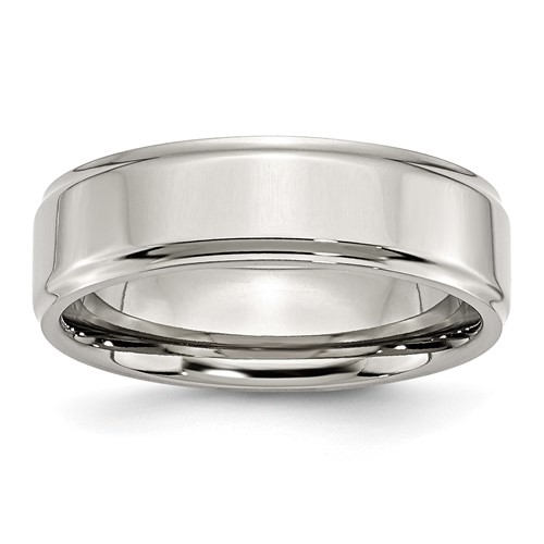 Chisel Stainless Steel Polished 7mm Ridged Edge Band