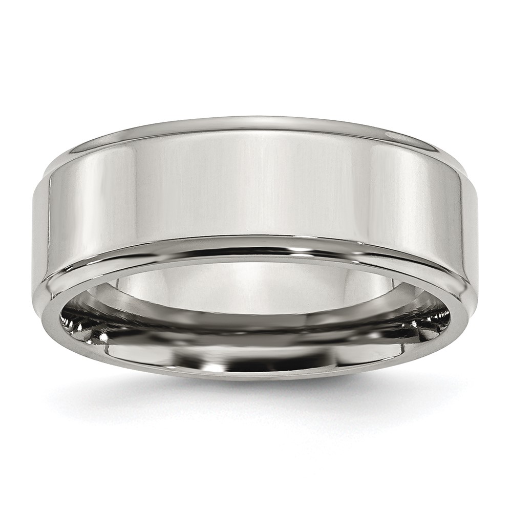 Chisel Stainless Steel Polished 8mm Ridged Edge Band