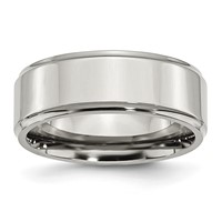 Chisel Stainless Steel Polished 8mm Ridged Edge Band view 1