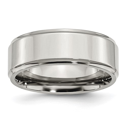 Chisel Stainless Steel Polished 8mm Ridged Edge Band