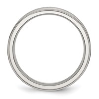 Chisel Stainless Steel Polished Band with Satin Center 6mm Ridged Edge view 2