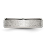 Chisel Stainless Steel Polished Band with Satin Center 6mm Ridged Edge view 3