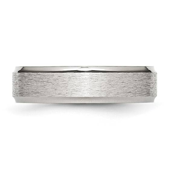 Chisel Stainless Steel Polished with Satin Center 6mm Ridged Edge Band