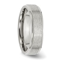 Chisel Stainless Steel Polished Band with Satin Center 6mm Ridged Edge view 4