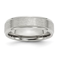 Chisel Stainless Steel Polished Band with Satin Center 6mm Ridged Edge view 1