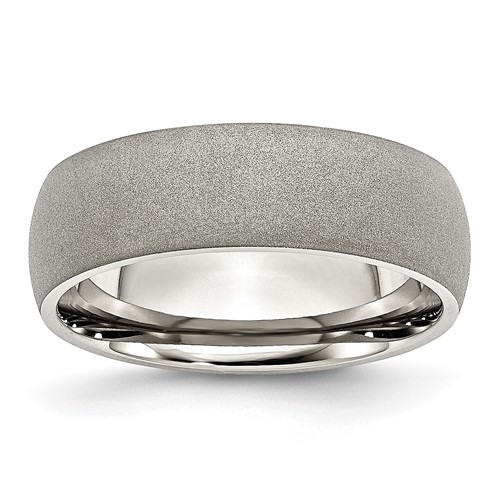Chisel Stainless Steel Polished Band with Stone Finish 7mm