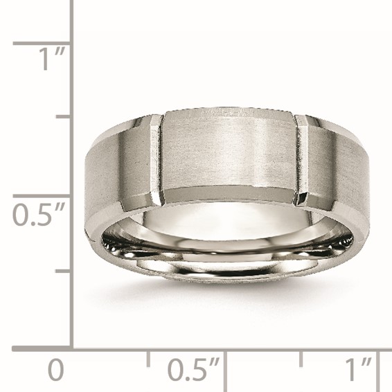Chisel Stainless Steel Brushed and Polished Grooved 8mm Beveled Edge Band