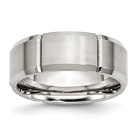 Chisel Stainless Steel Brushed and Polished Grooved 8mm Beveled Edge Band view 1