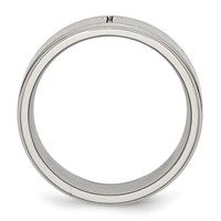 Chisel Stainless Steel Brushed and Polished Cross 8mm Ridged Edge Band view 2