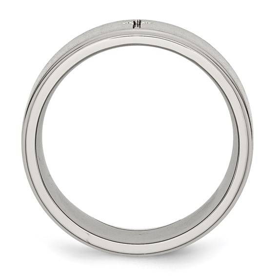 Chisel Stainless Steel Brushed and Polished Cross 8mm Ridged Edge Band