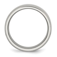 Chisel Stainless Steel Polished with Brushed Center 8mm Flat Beveled Edge Band view 2