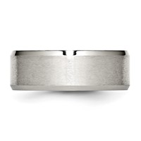 Chisel Stainless Steel Polished with Brushed Center 8mm Flat Beveled Edge Band view 3
